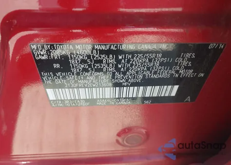 2014 Toyota Rav4 Limited из США, поврежденный, VIN 2T3DFREV2EW213608